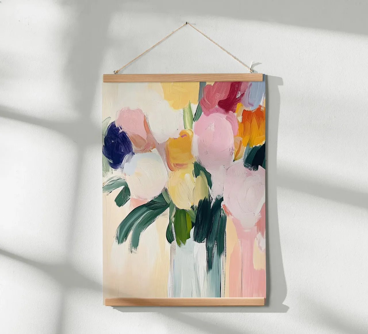 Bloem Abstract Minimalistisch Schilderij Vaas poster met kunststof frame van Euphoria Theresa