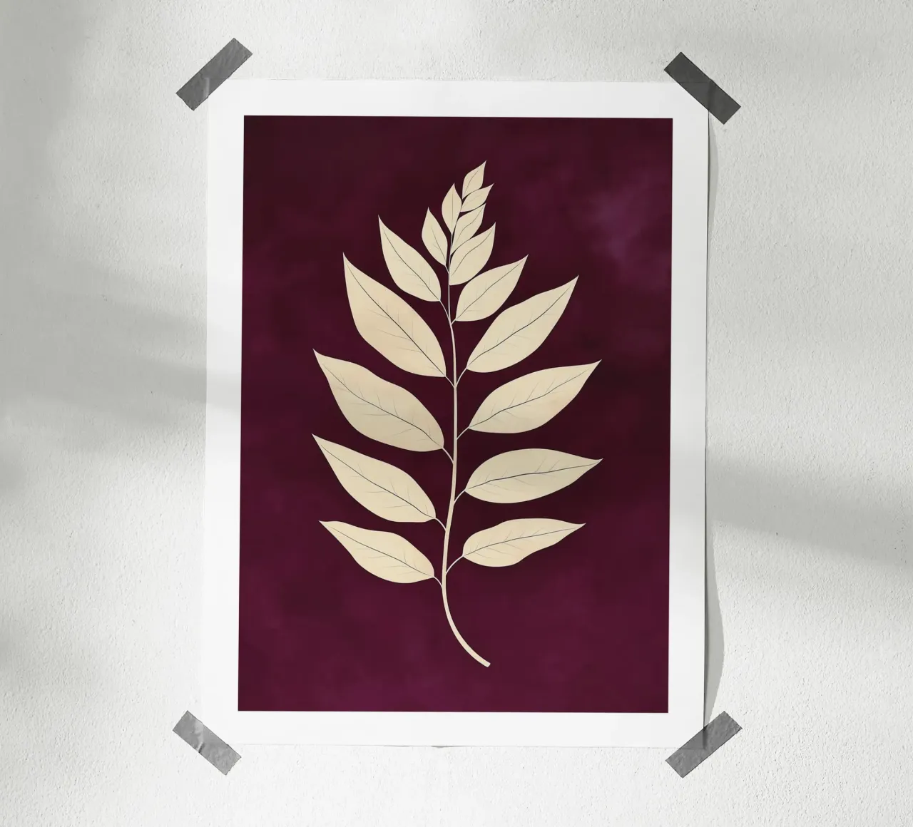 Foglie eleganti su sfondo viola poster da DWA