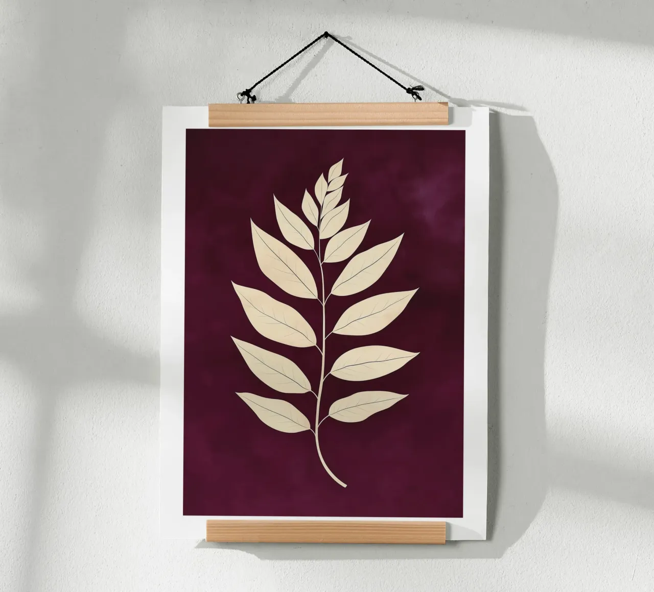 Foglie eleganti su sfondo viola poster da DWA