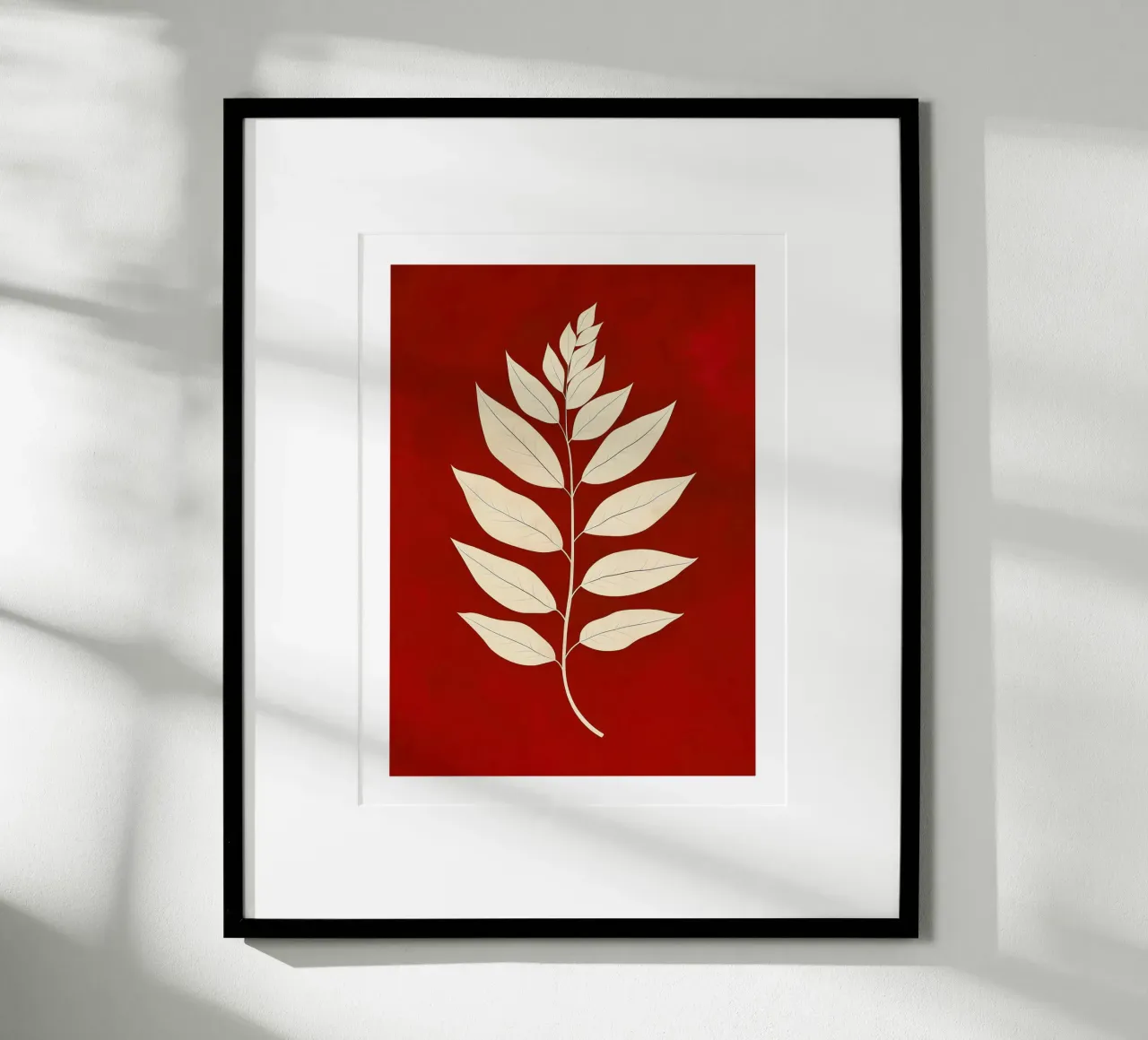 Elegant leaves on a red background poster by DWA