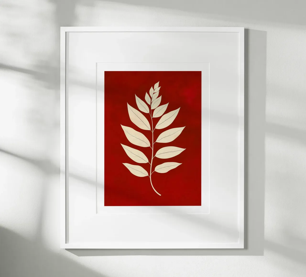Elegant leaves on a red background poster by DWA