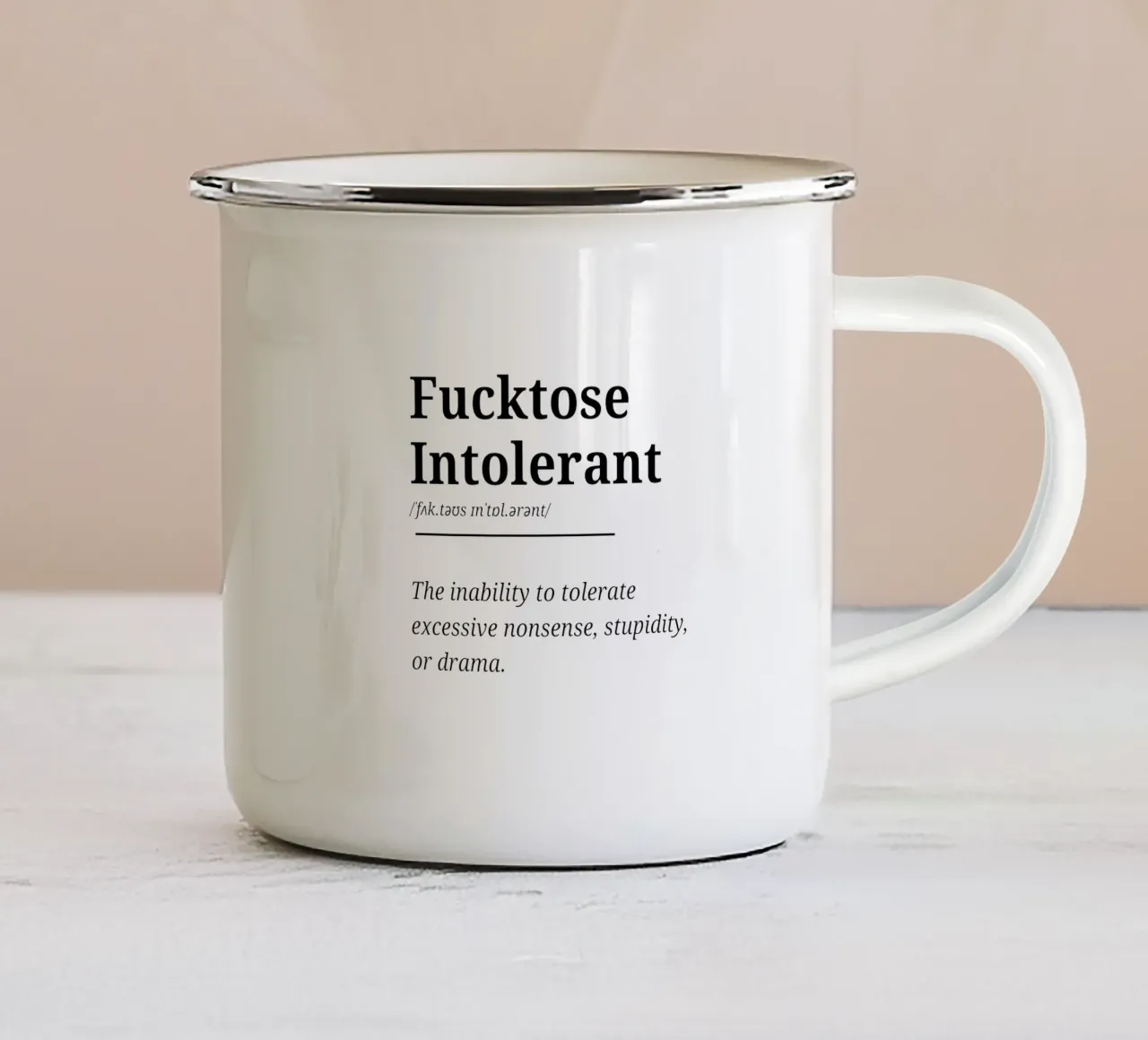 Fucktose Intolerant #2 - Typography print tazza in smalto da Hightown Words