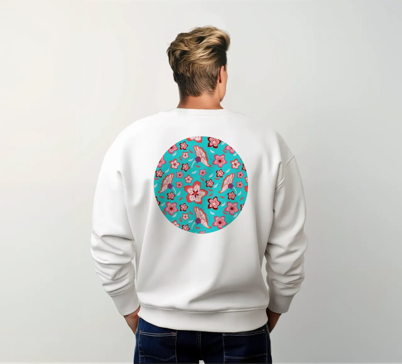 Floral pattern on turquoise in the colours of summer. Hot vibes. sweatshirt by CalliLetters