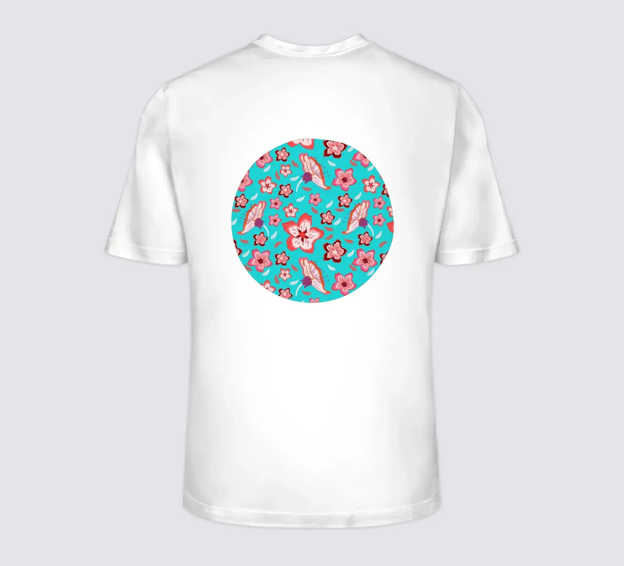 Floral pattern on turquoise in the colours of summer. Hot vibes. t-shirt by CalliLetters
