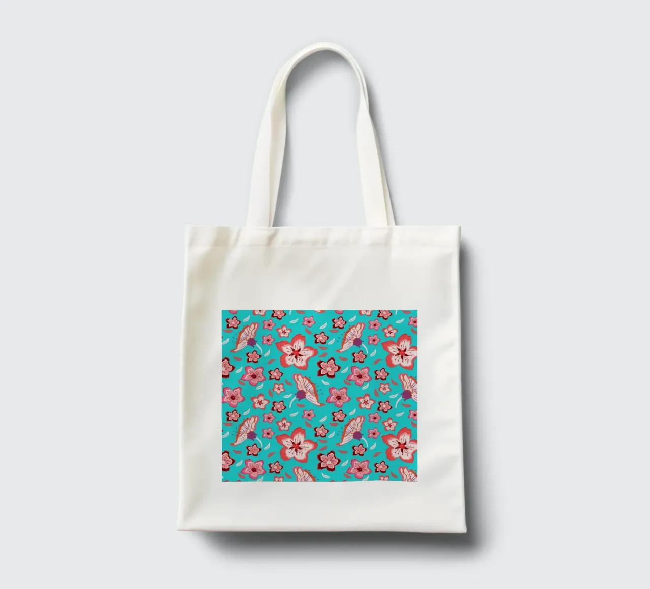 Floral pattern on turquoise in the colours of summer. Hot vibes. tote bag by CalliLetters