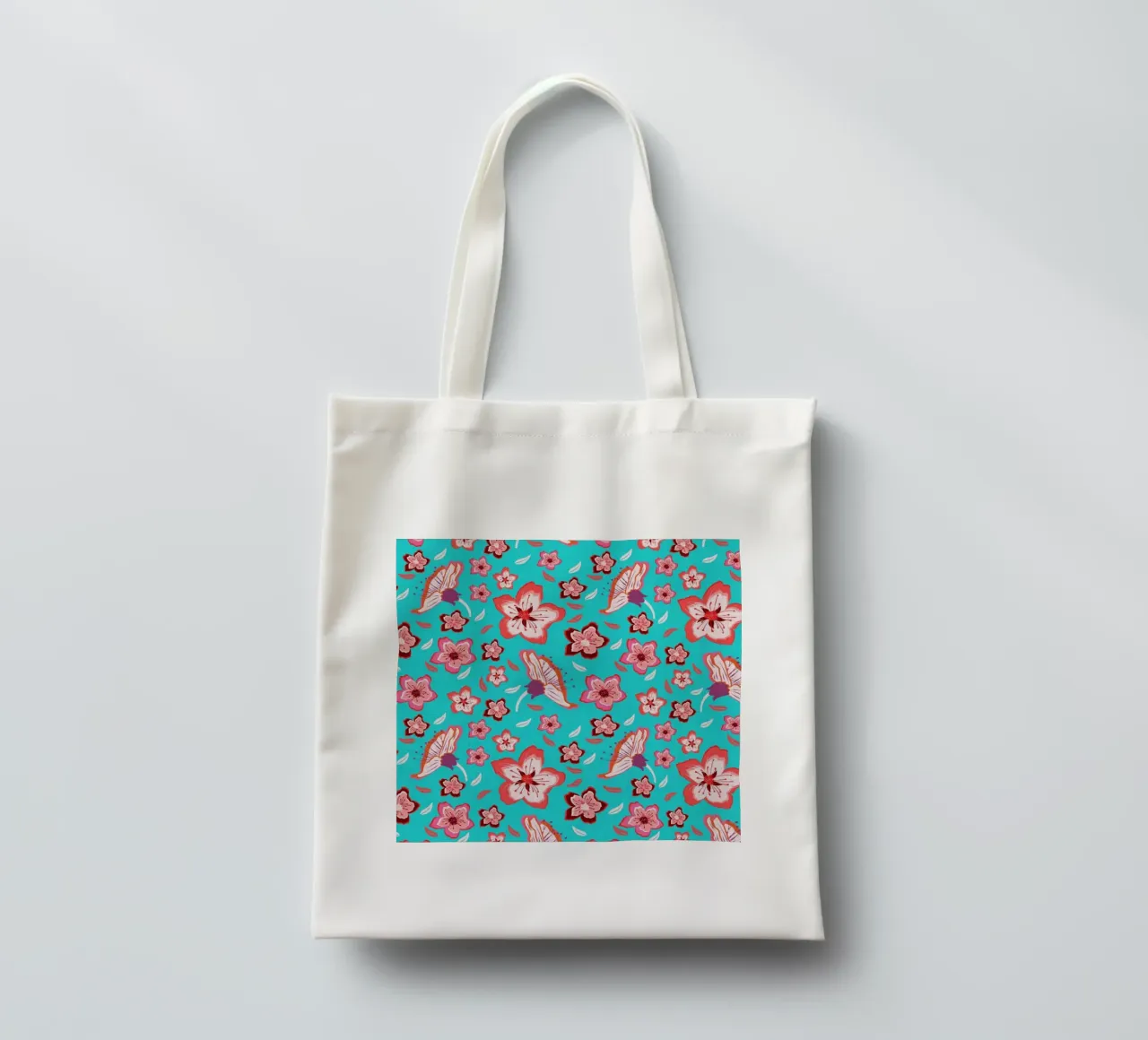 Floral pattern on turquoise in the colours of summer. Hot vibes. tote bag by CalliLetters