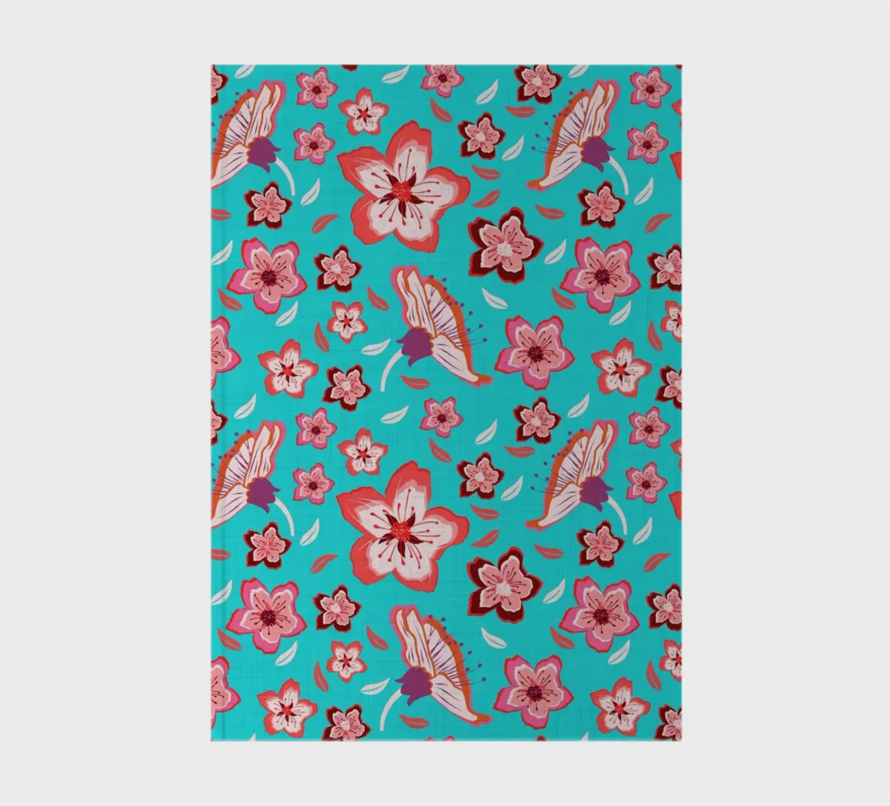 Floral pattern on turquoise in the colours of summer. Hot vibes. notebook by CalliLetters