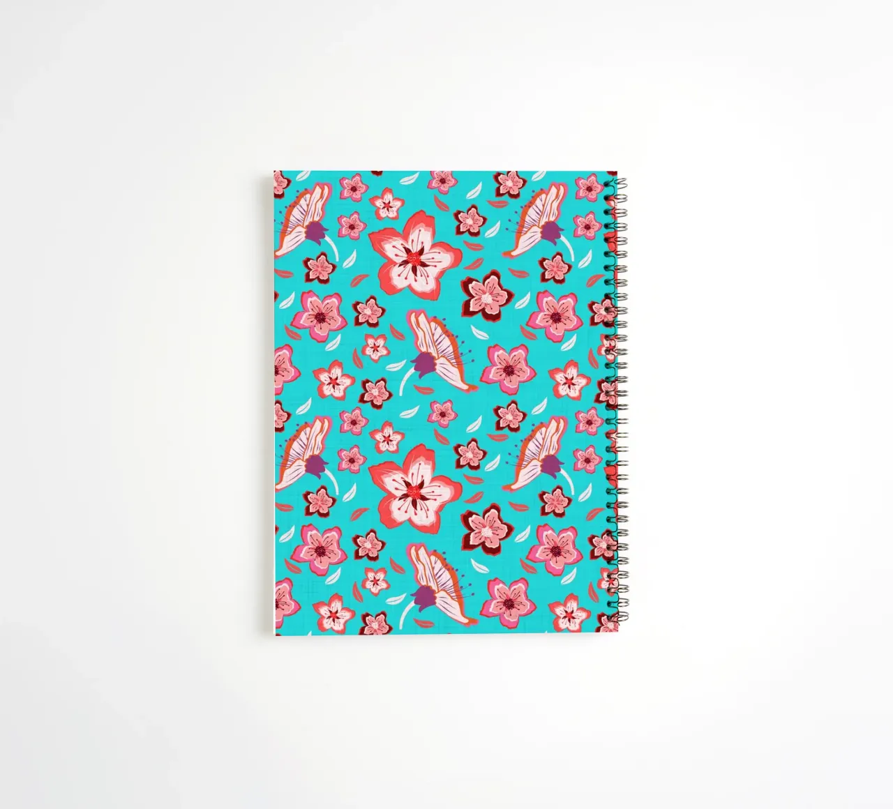 Floral pattern on turquoise in the colours of summer. Hot vibes. spiral notebook by CalliLetters
