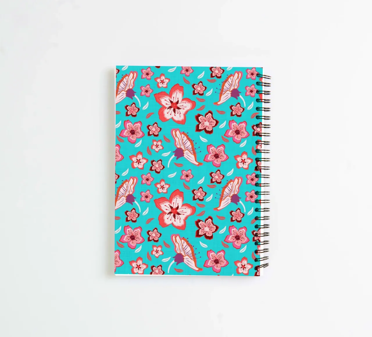 Floral pattern on turquoise in the colours of summer. Hot vibes. spiral notebook by CalliLetters