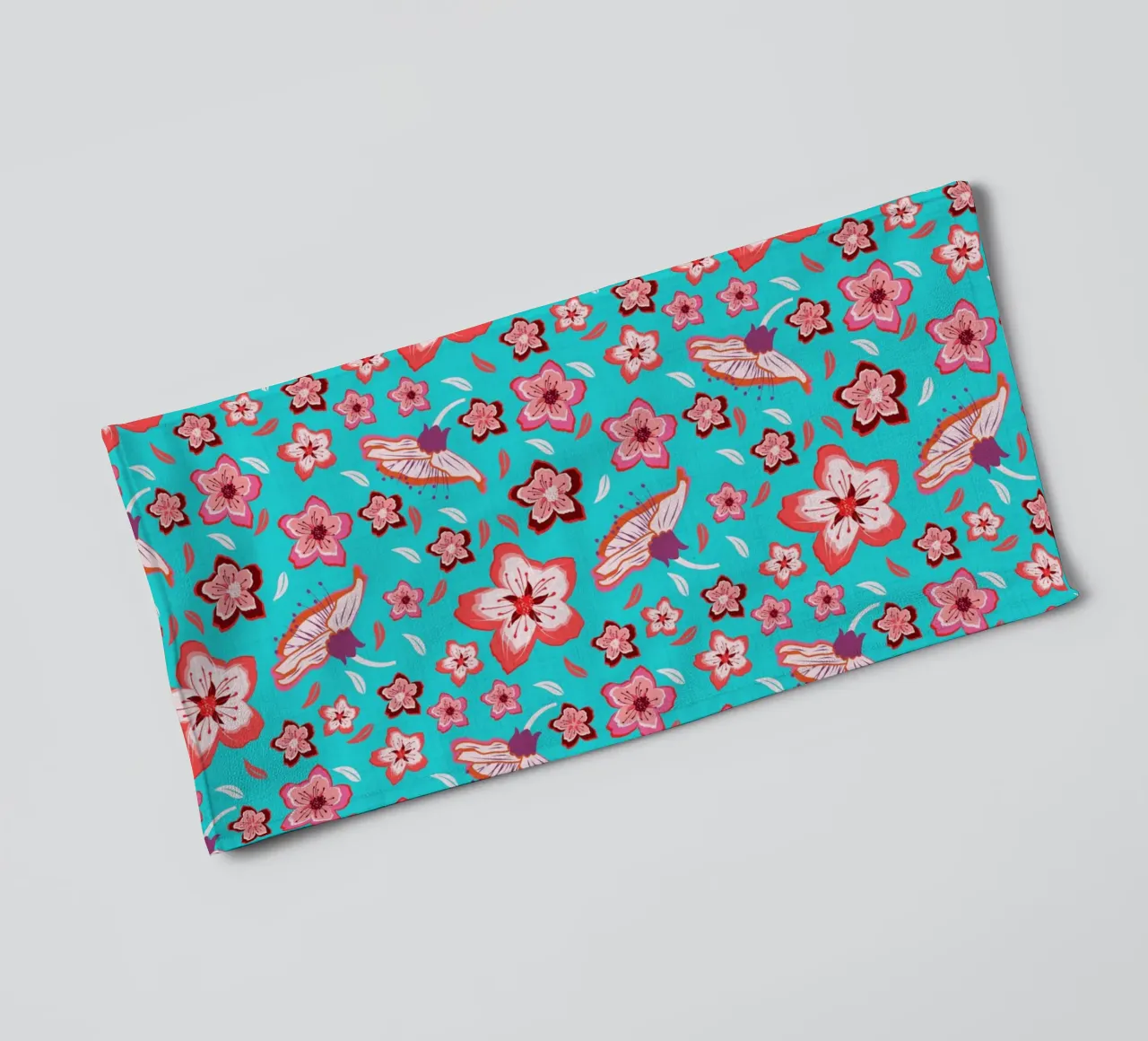 Floral pattern on turquoise in the colours of summer. Hot vibes. towel by CalliLetters