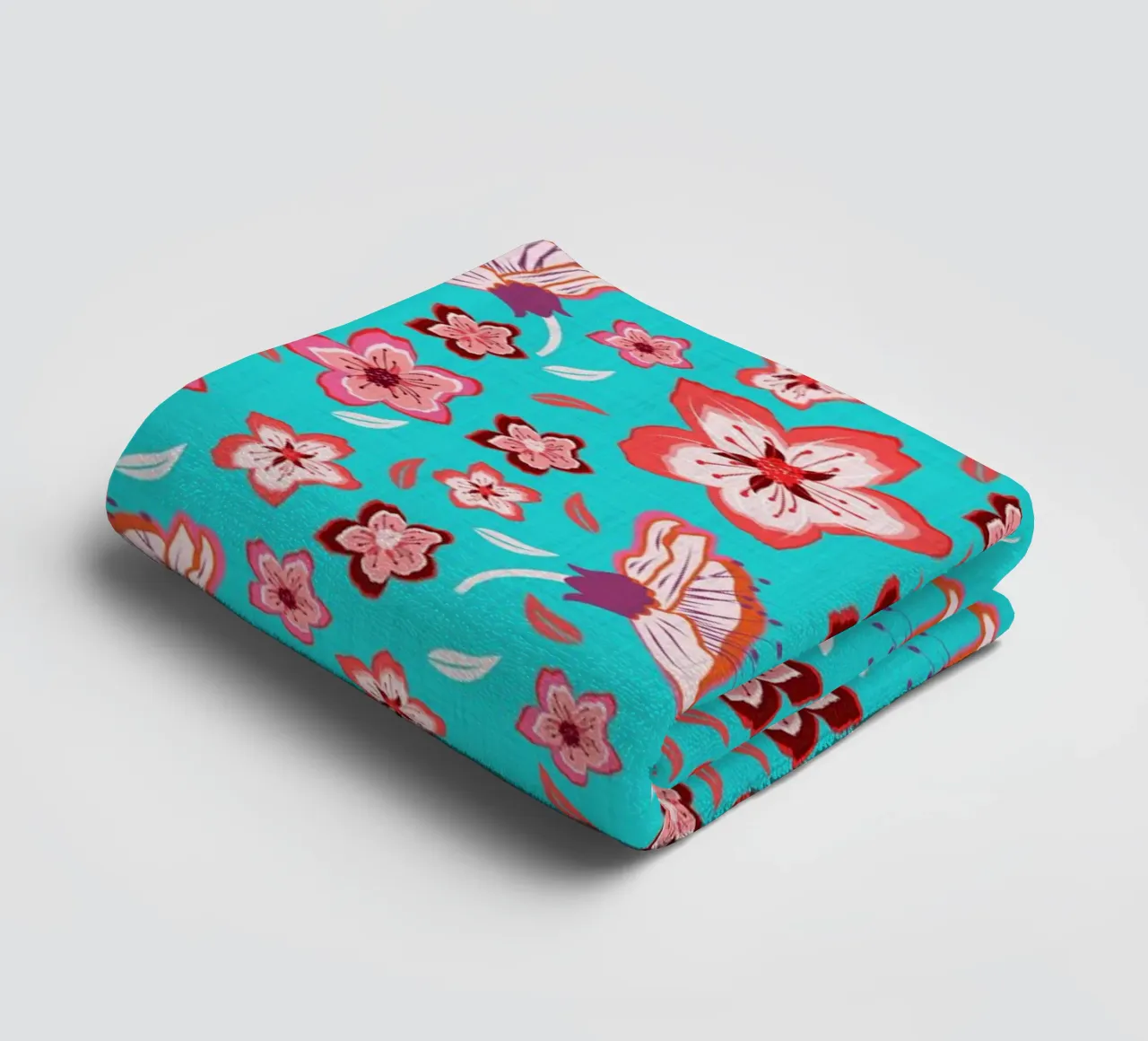 Floral pattern on turquoise in the colours of summer. Hot vibes. towel by CalliLetters