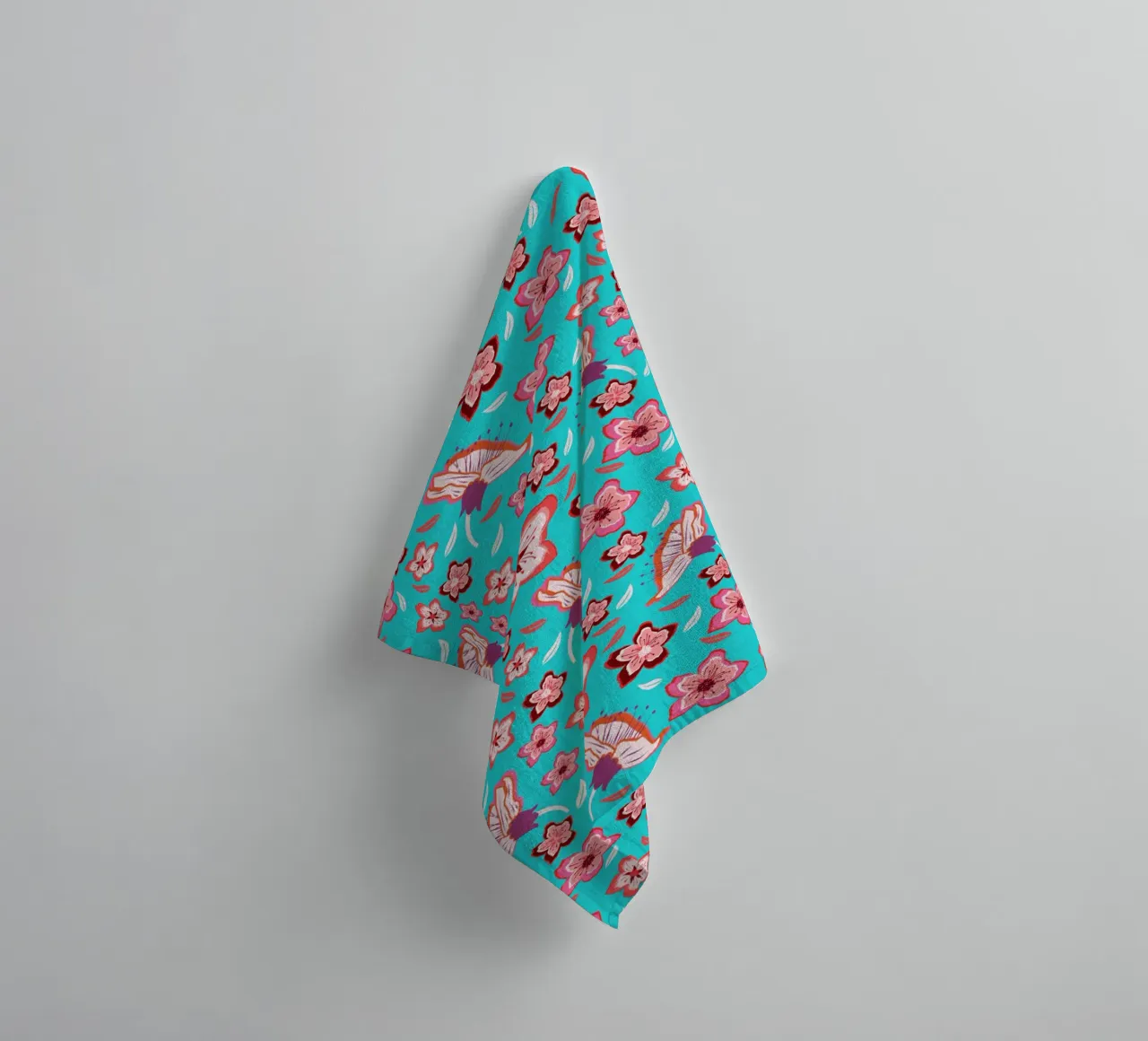 Floral pattern on turquoise in the colours of summer. Hot vibes. towel by CalliLetters