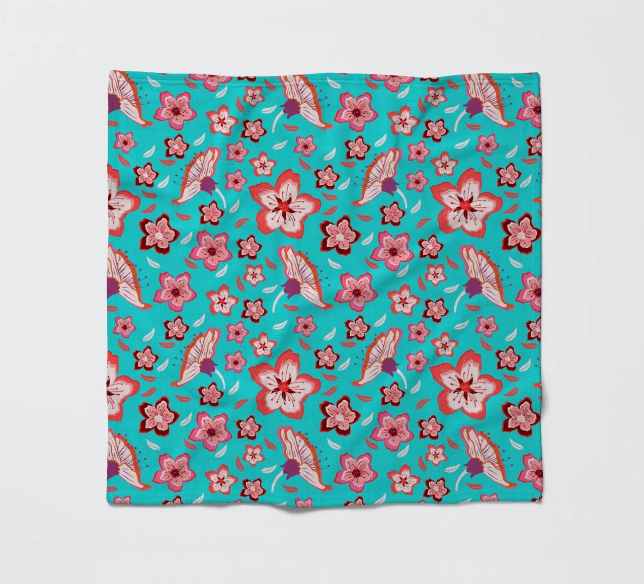 Floral pattern on turquoise in the colours of summer. Hot vibes. fleece blanket by CalliLetters