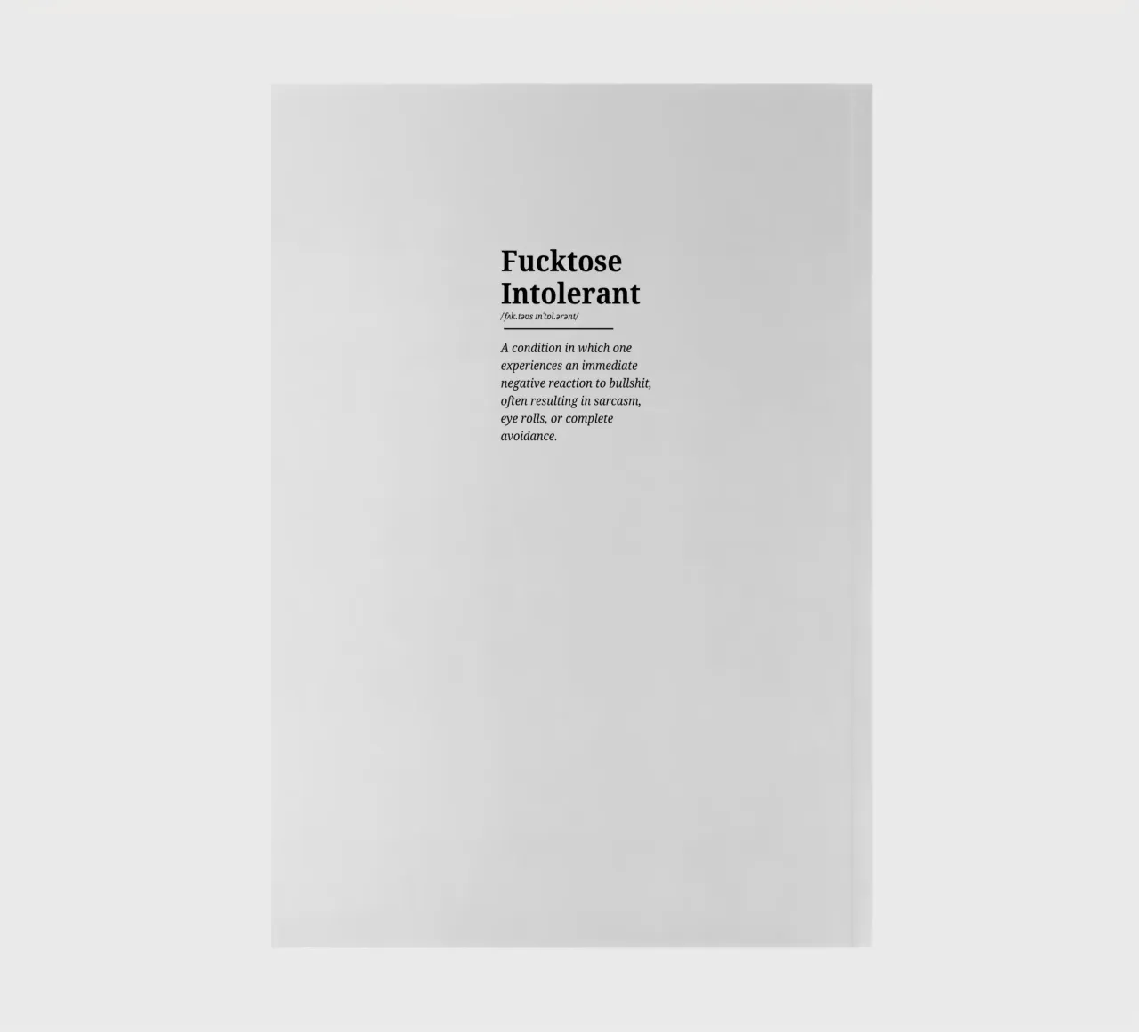 Fucktose Intolerant #3 - Typography print notebook by Hightown Words