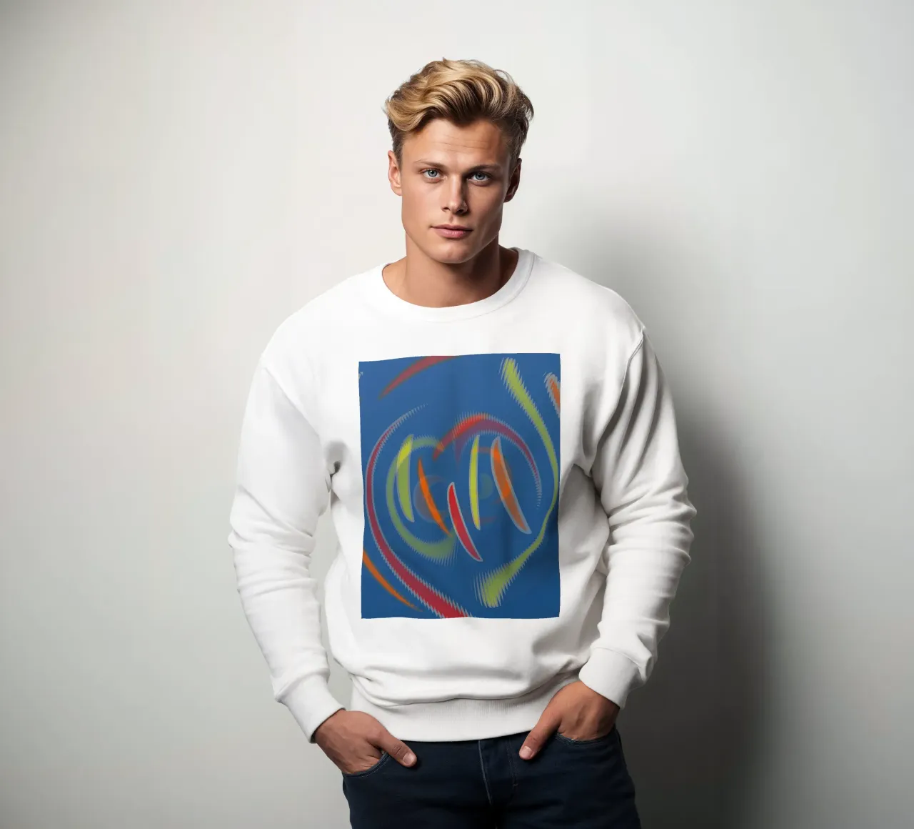Abstract geometrisch golvend patroon sweatshirt van Something for you