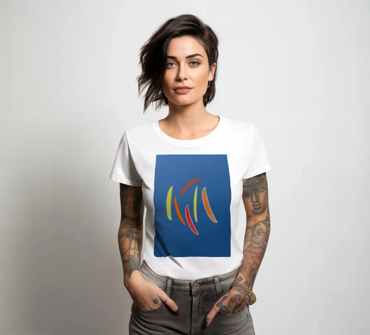 Abstract geometric wavy pattern women's fitted t-shirt by Something for you