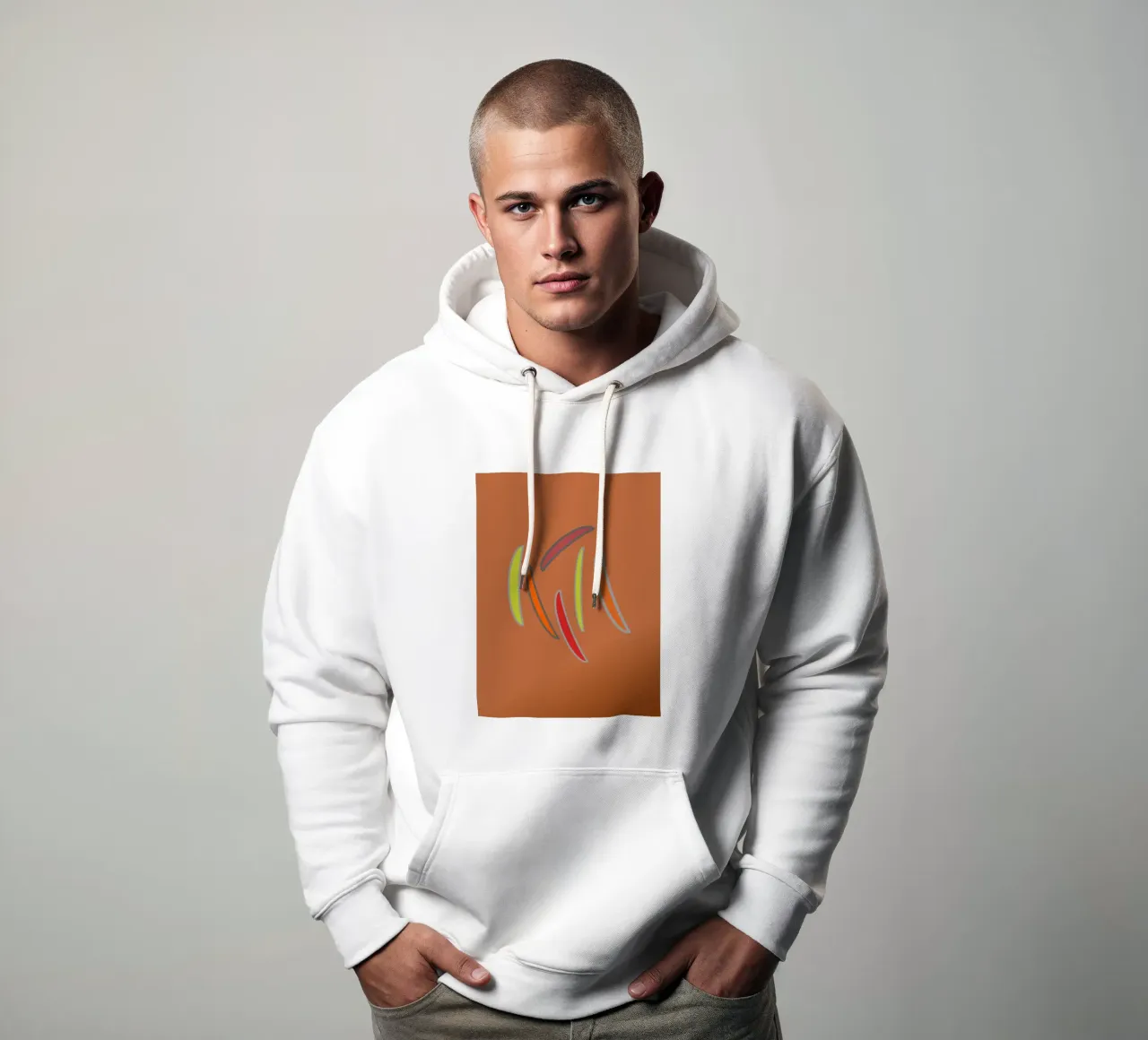 Motivo geometrico astratto in arancione felpa con cappuccio da Something for you