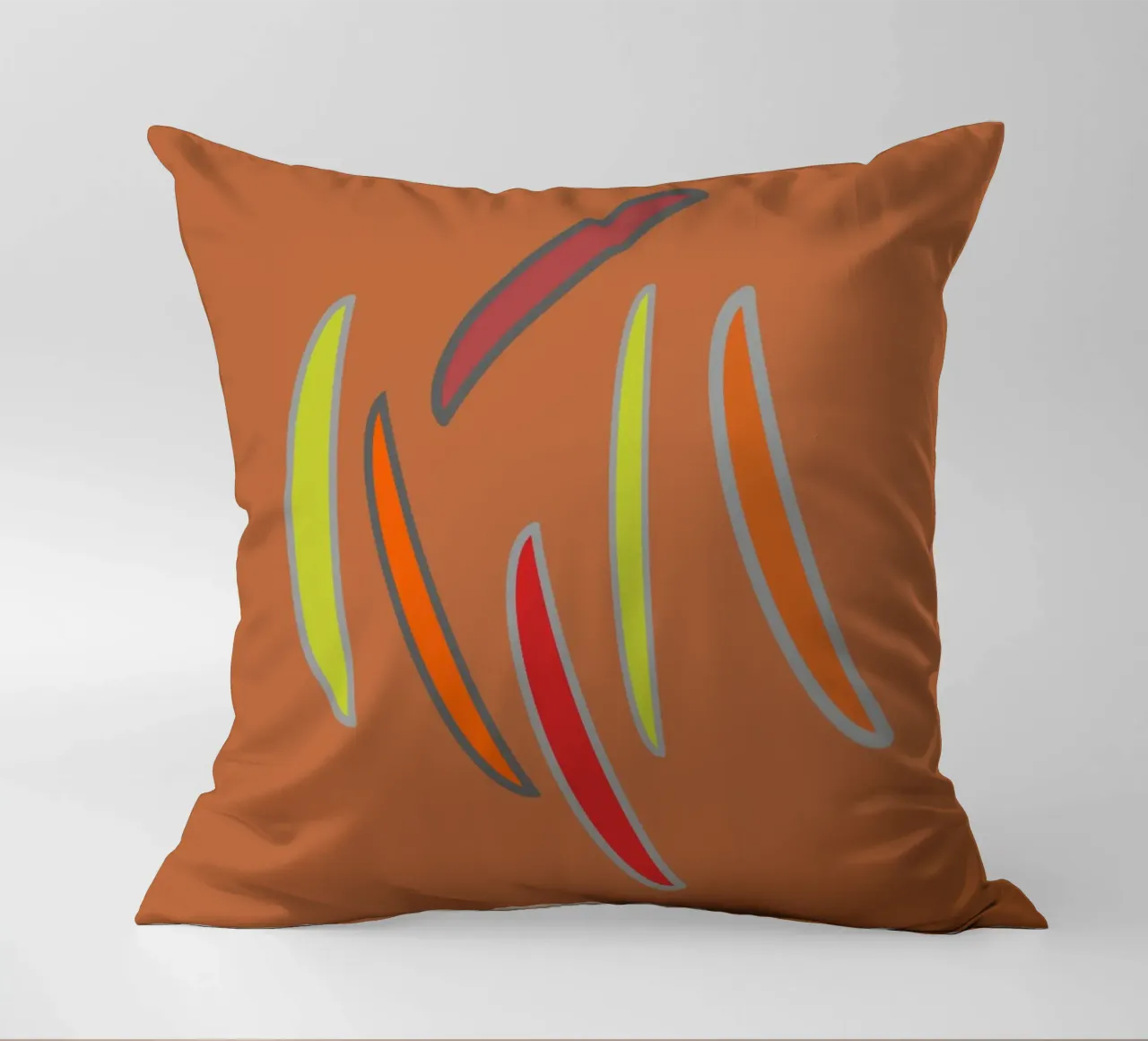 Abstract geometric pattern in orange decorative cushion by Something for you