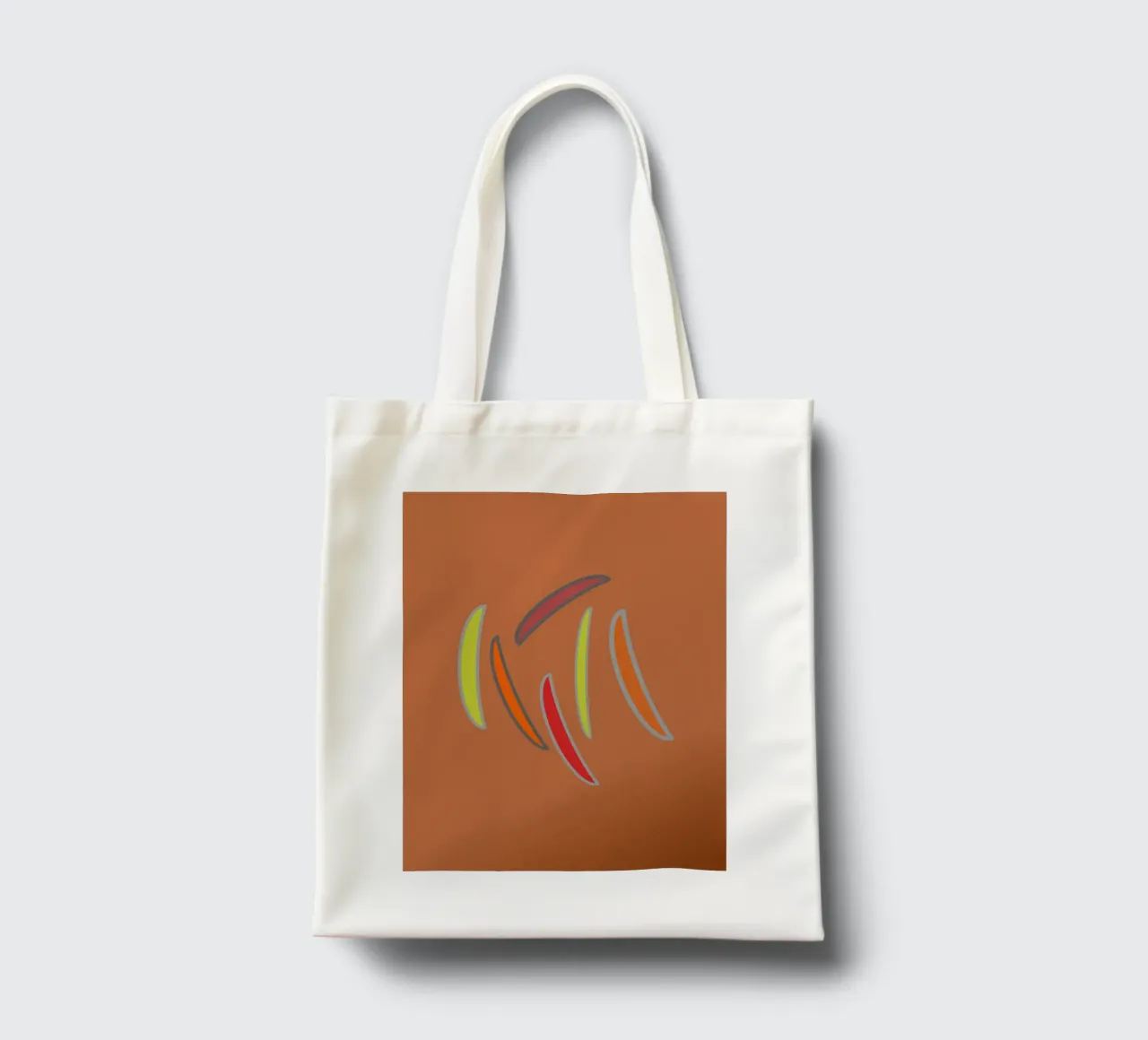 Motivo geometrico astratto in arancione borsa in juta da Something for you