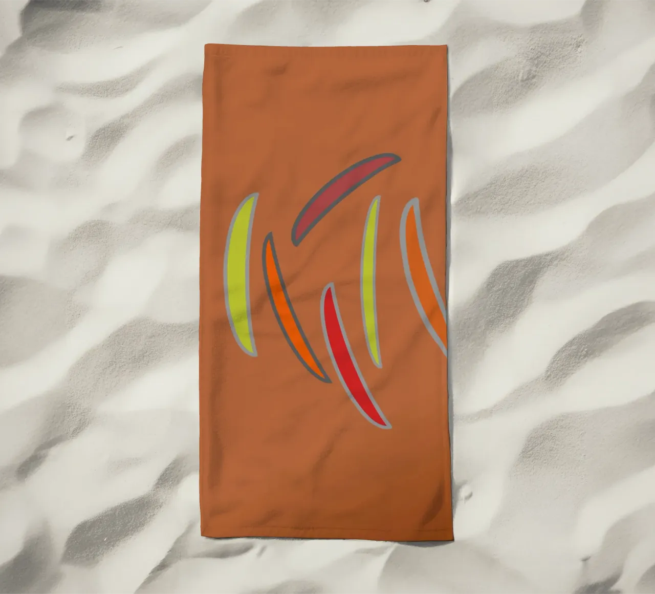 Abstract geometric pattern in orange beach towel by Something for you