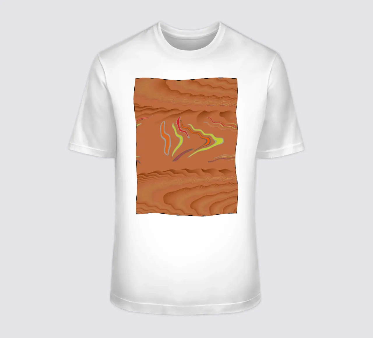 Abstract geometric wavy pattern in orange t-shirt by Something for you