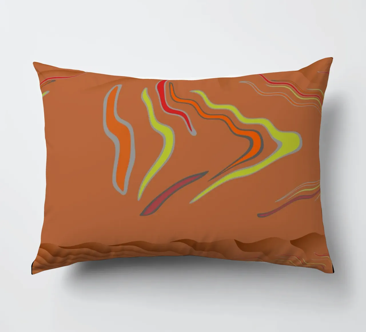 Abstract geometric wavy pattern in orange decorative cushion by Something for you