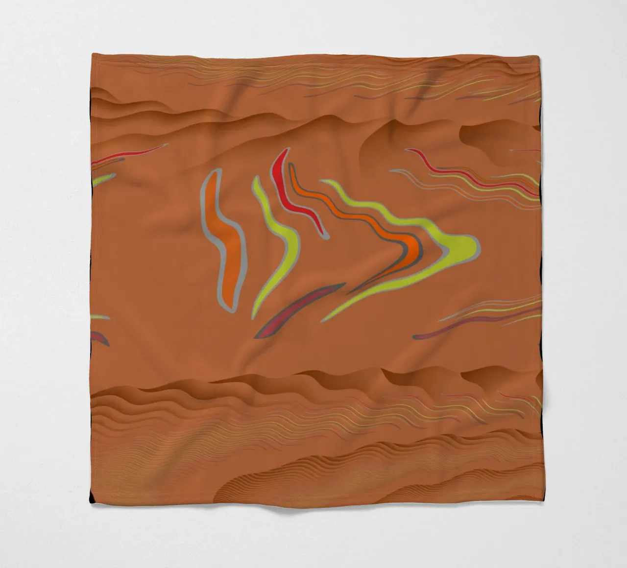 Abstract geometric wavy pattern in orange fleece blanket by Something for you