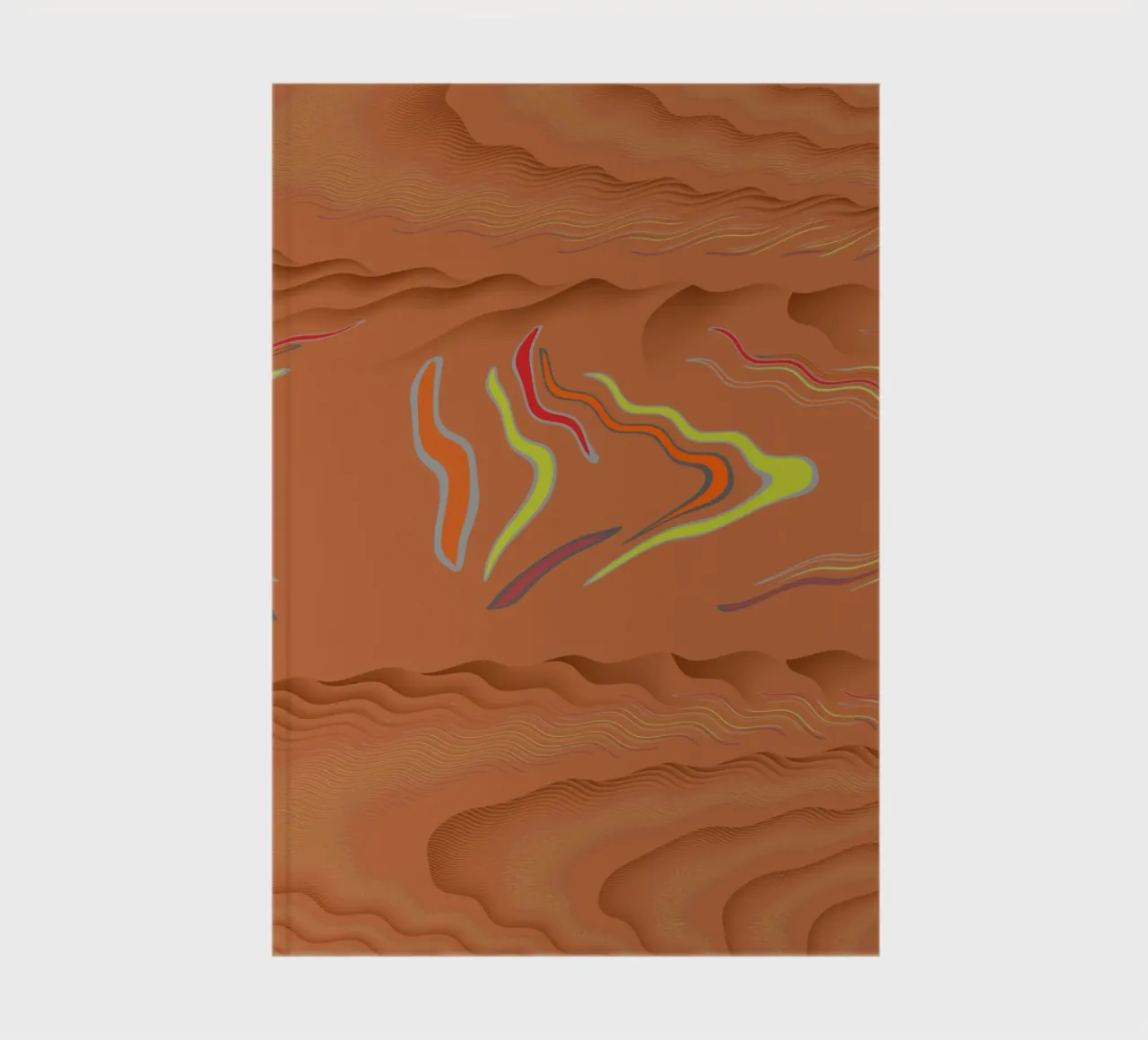 Abstract geometric wavy pattern in orange notebook by Something for you