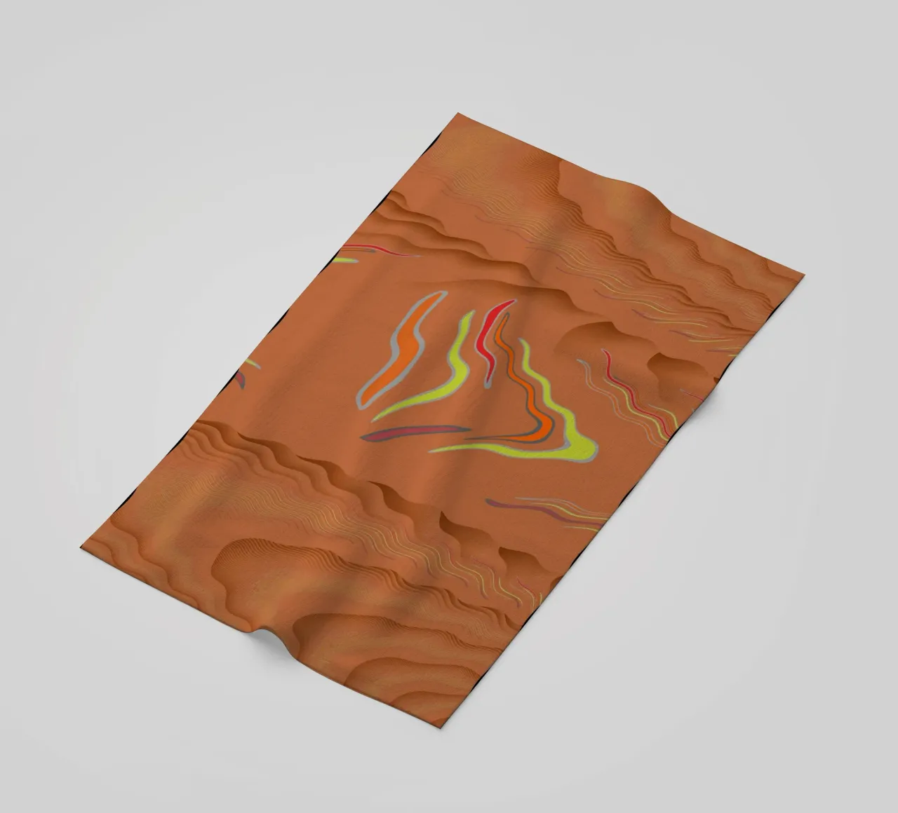 Abstract geometric wavy pattern in orange beach towel by Something for you