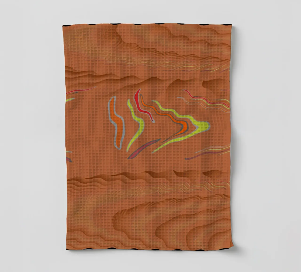 Motif géométrique abstrait en forme de vague orange torchon de Something for you