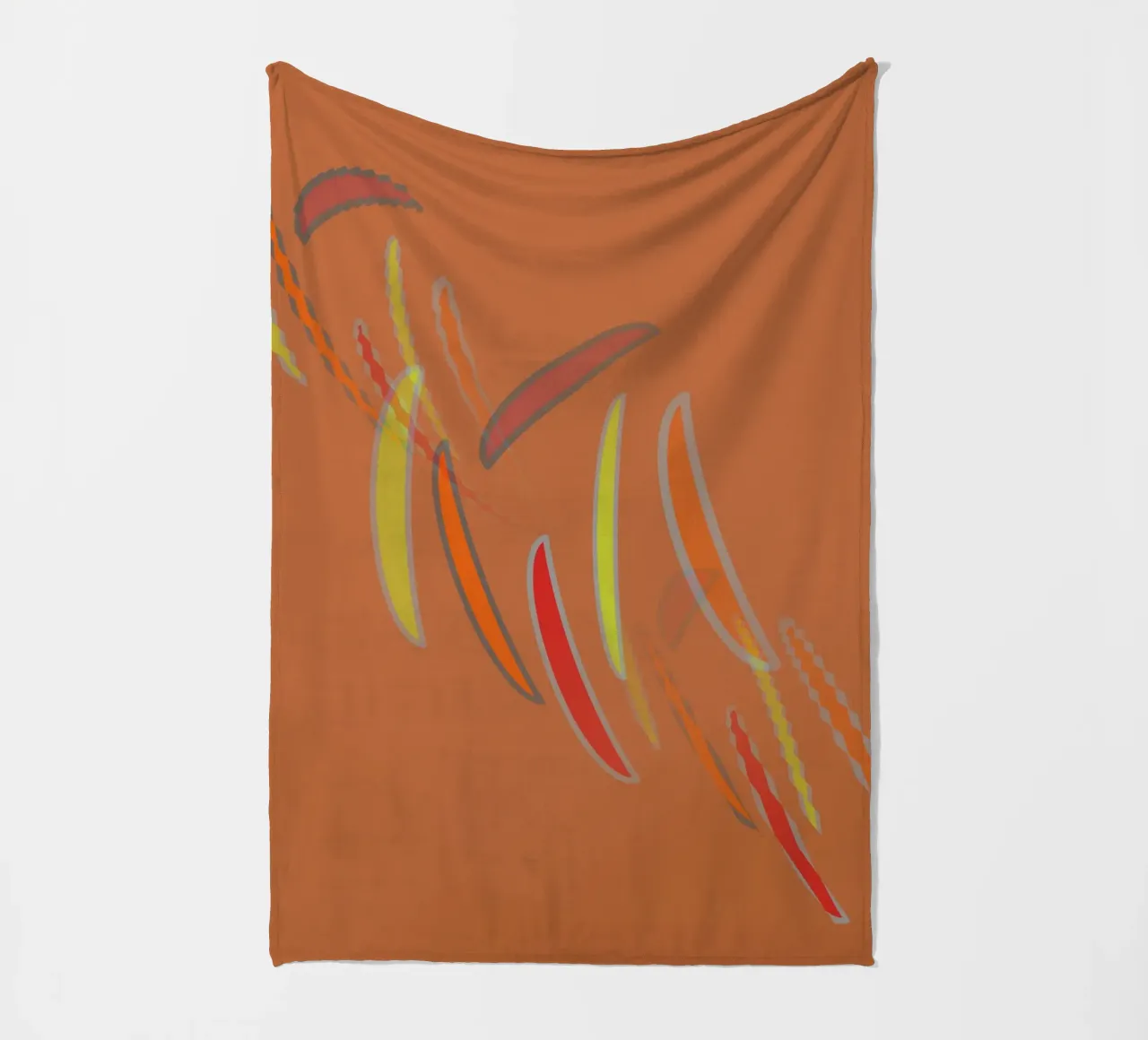 Abstract geometric wavy pattern in orange fleece blanket by Something for you