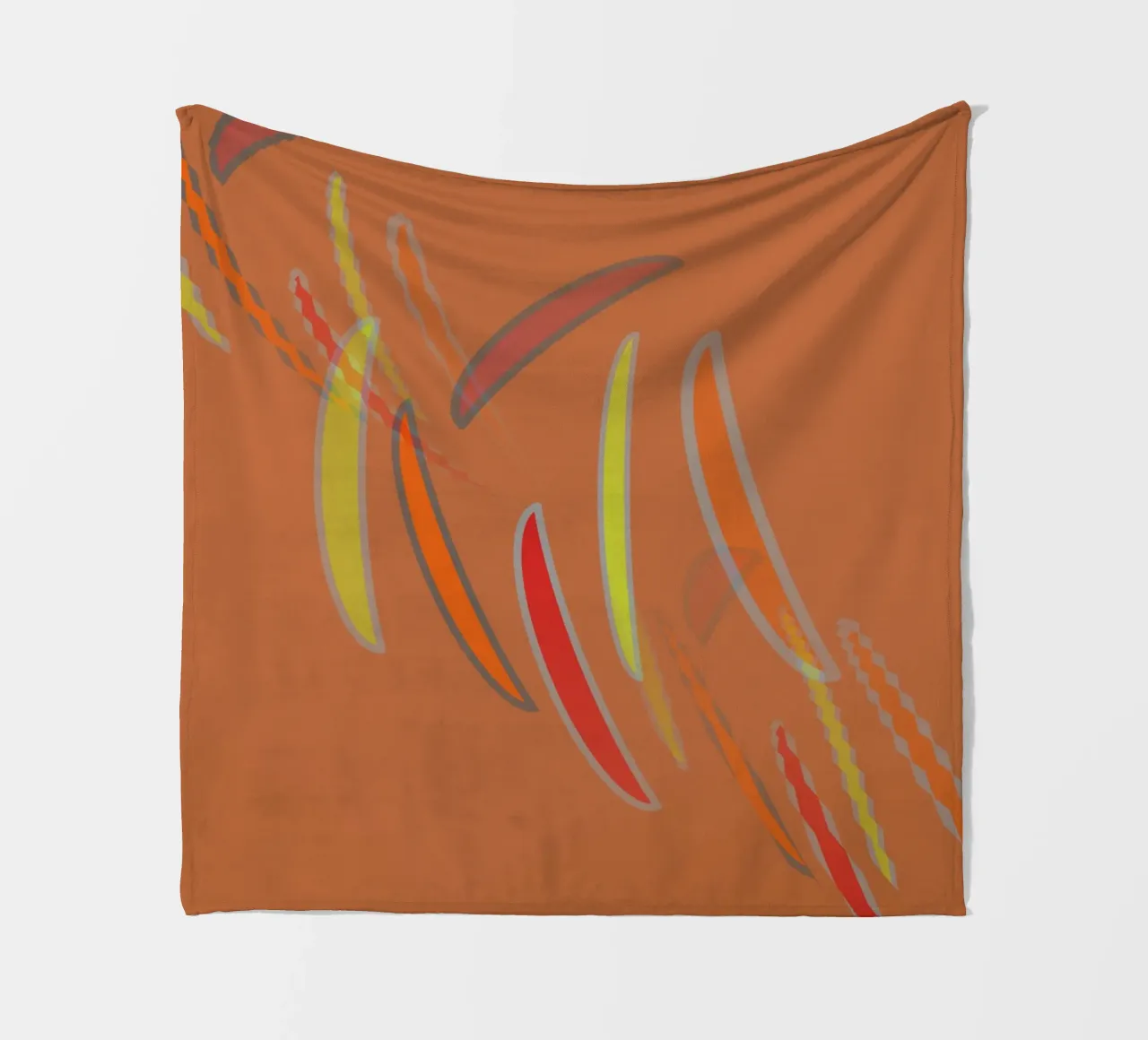 Abstract geometric wavy pattern in orange fleece blanket by Something for you
