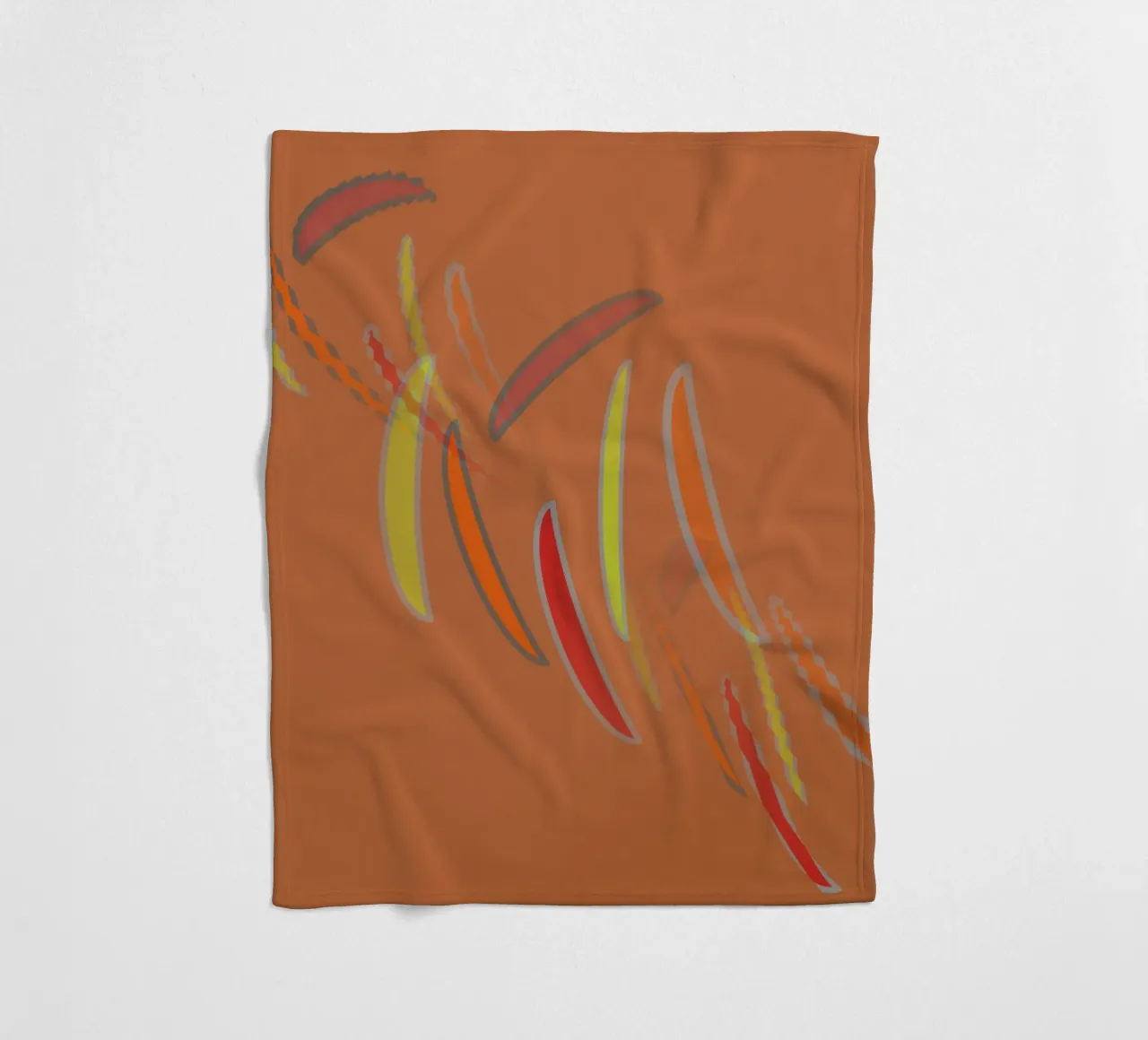Abstract geometric wavy pattern in orange fleece blanket by Something for you