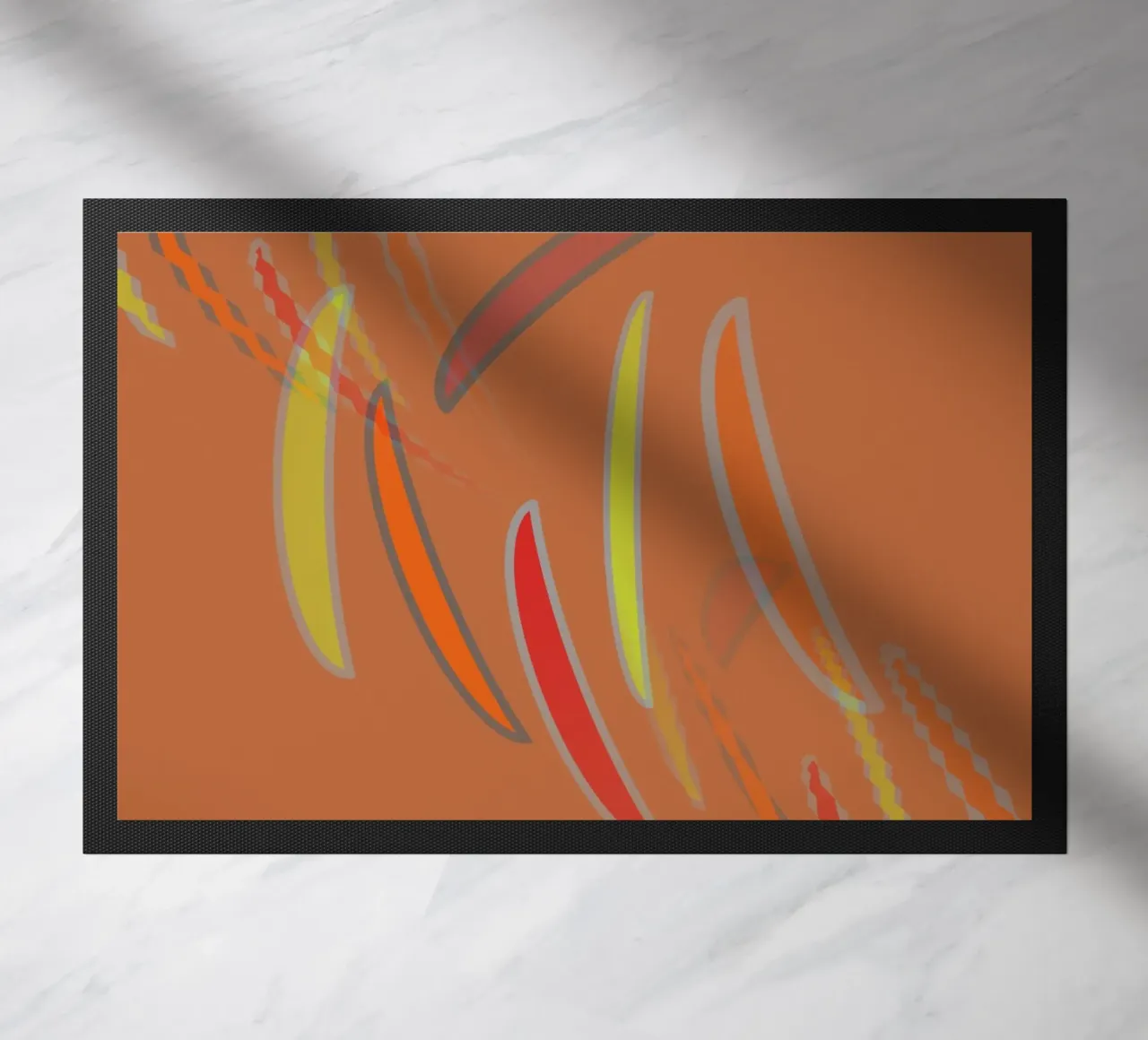 Abstract geometric wavy pattern in orange doormat by Something for you