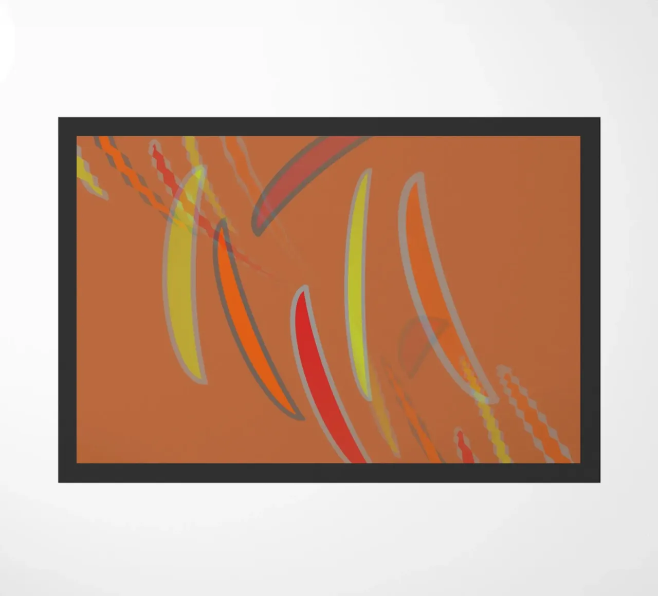 Abstract geometric wavy pattern in orange doormat by Something for you