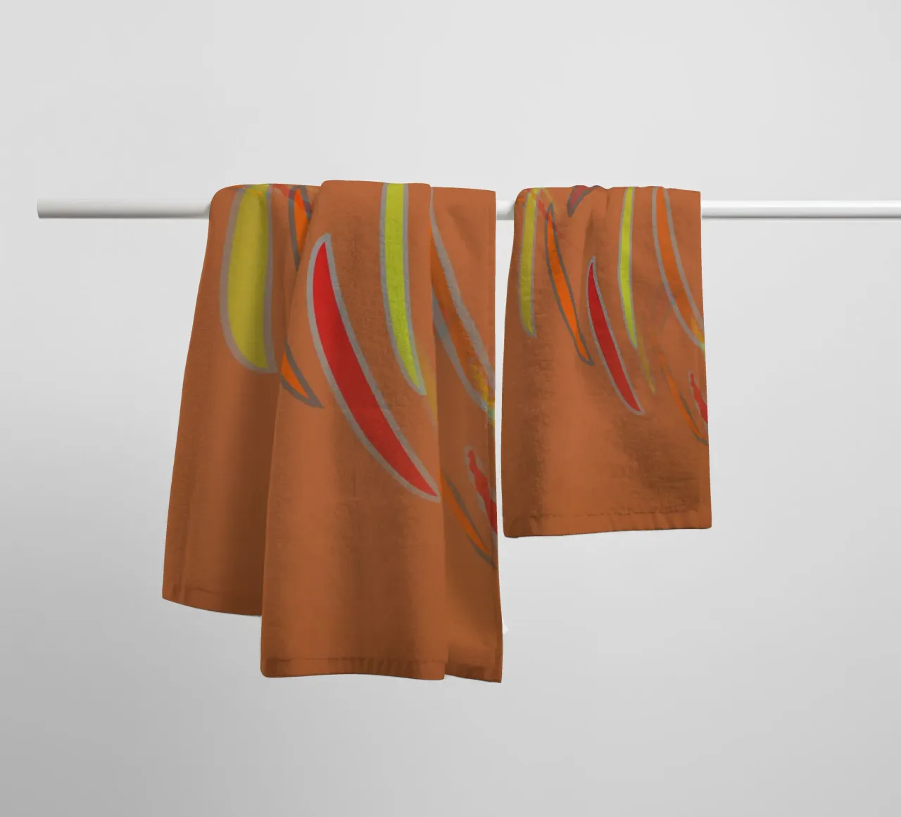 Abstract geometric wavy pattern in orange towel by Something for you