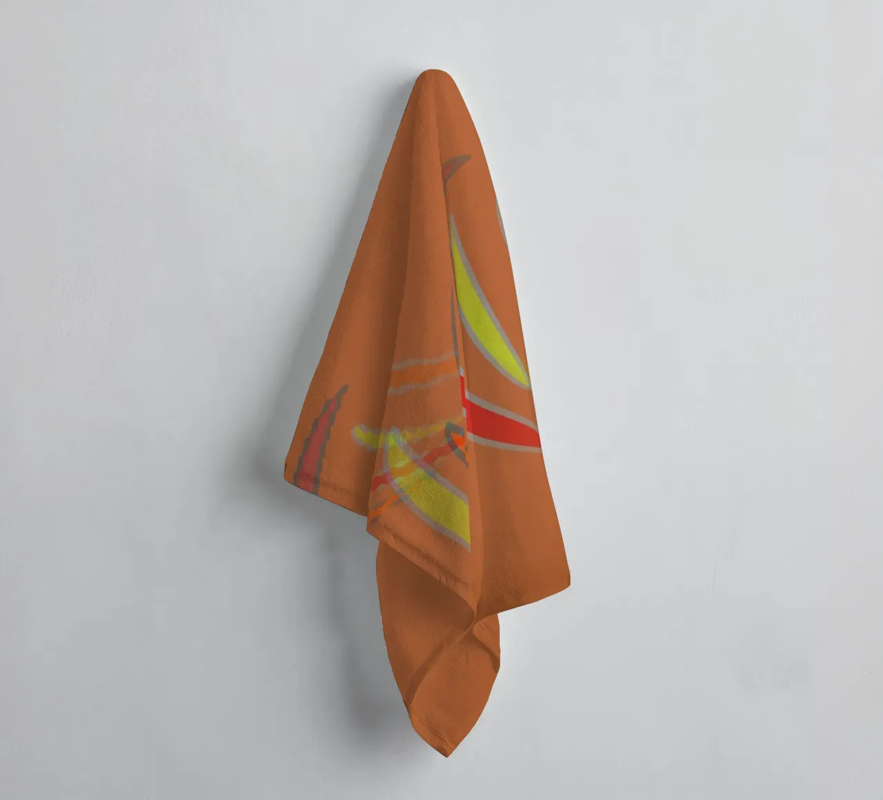 Abstract geometric wavy pattern in orange towel by Something for you
