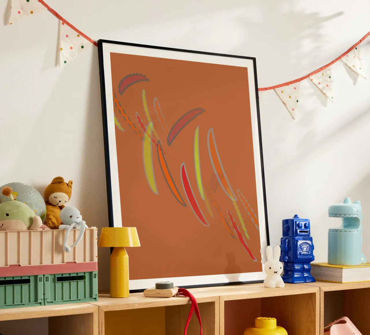 Abstract geometric wavy pattern in orange hahnemühle by Something for you