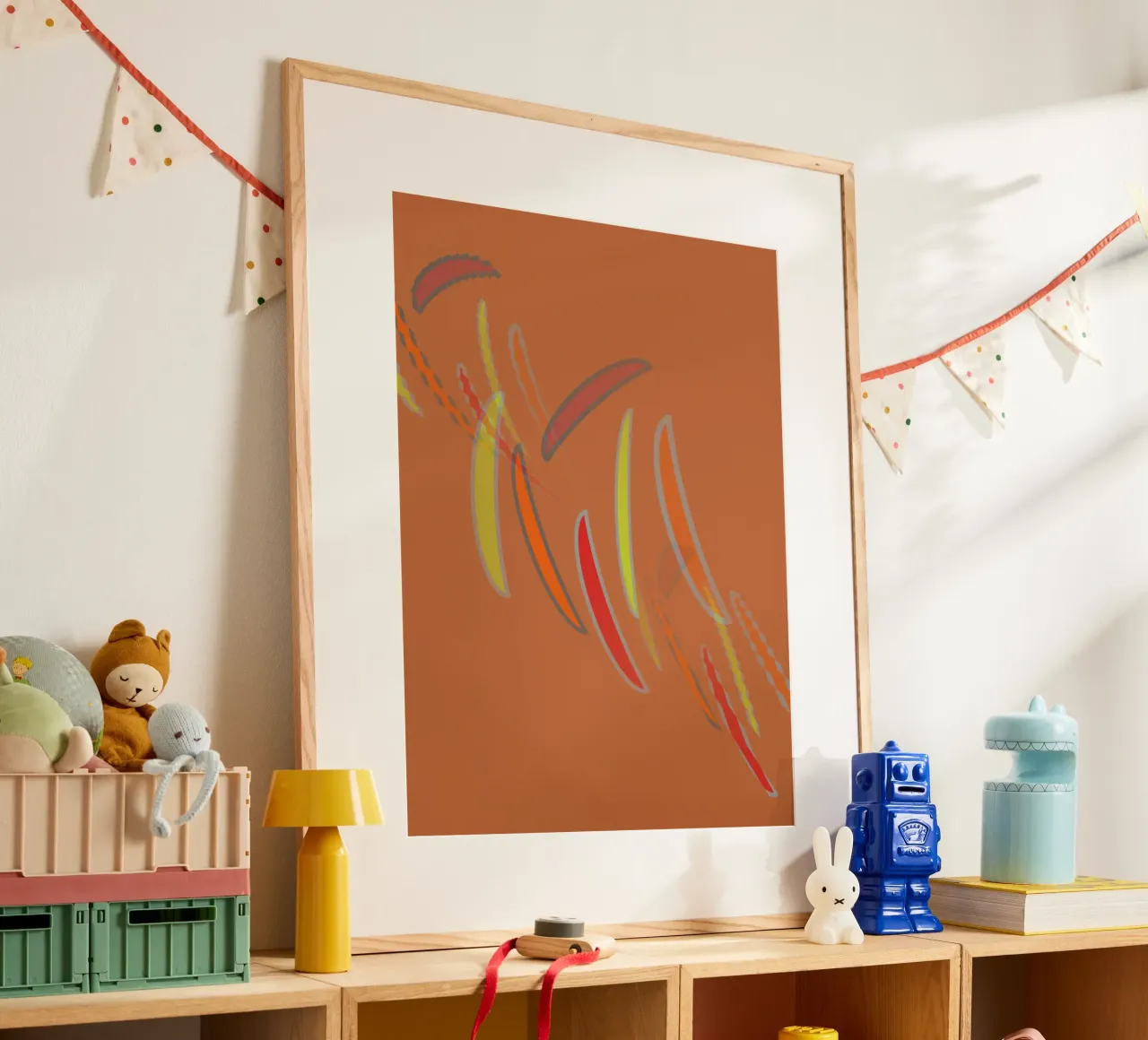 Abstract geometric wavy pattern in orange hahnemühle by Something for you