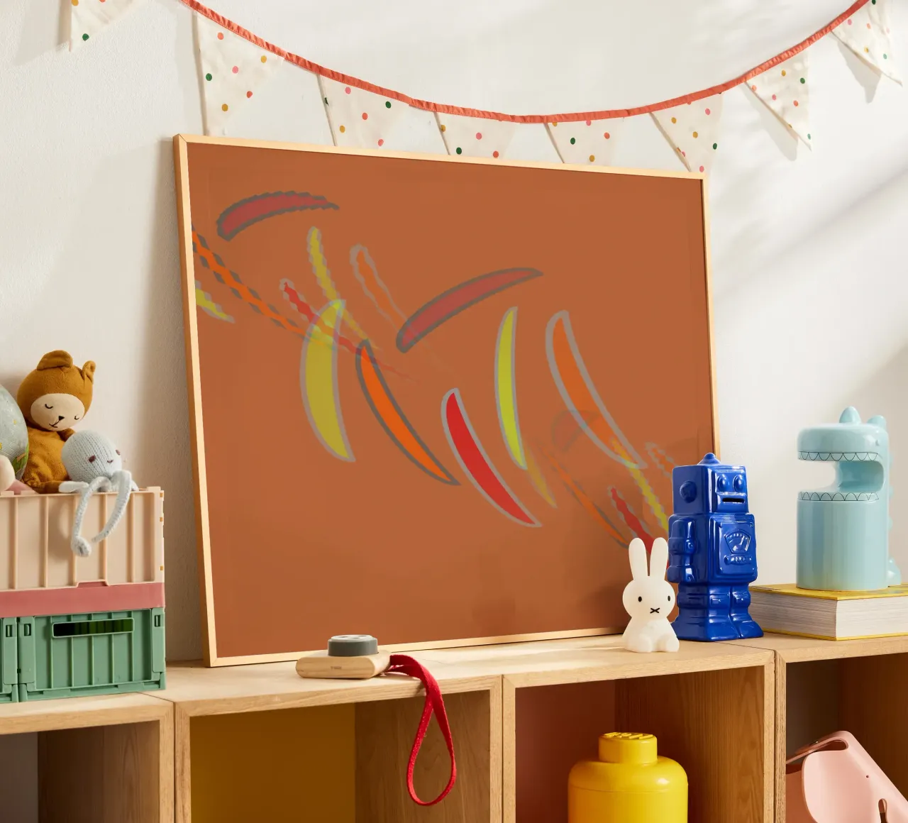 Abstract geometric wavy pattern in orange hahnemühle by Something for you