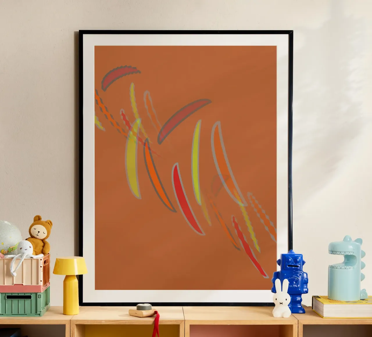 Abstract geometric wavy pattern in orange hahnemühle by Something for you