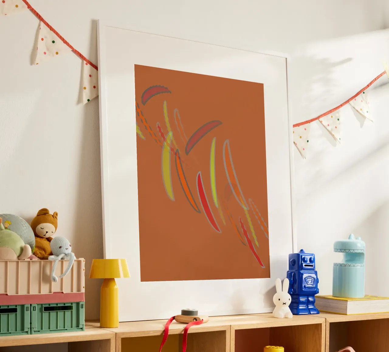 Abstract geometric wavy pattern in orange hahnemühle by Something for you