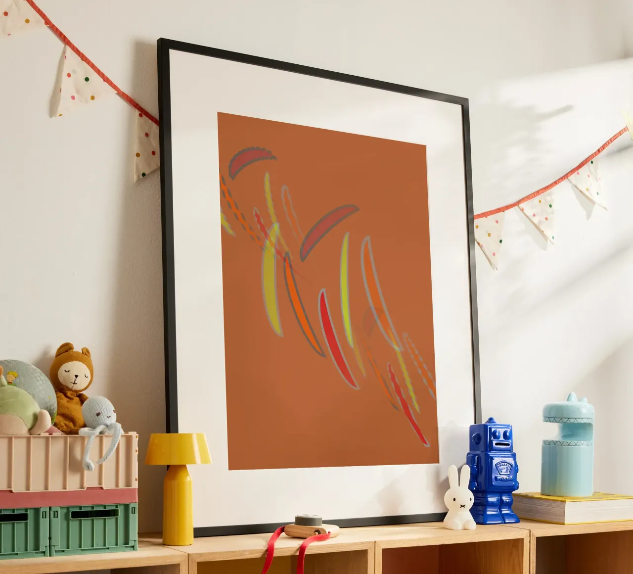 Abstract geometric wavy pattern in orange hahnemühle by Something for you