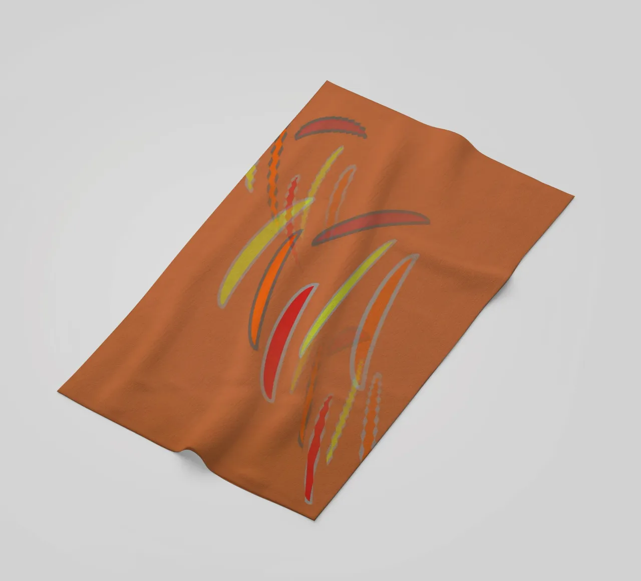 Abstract geometrisch golvend patroon in oranje strandhanddoek van Something for you