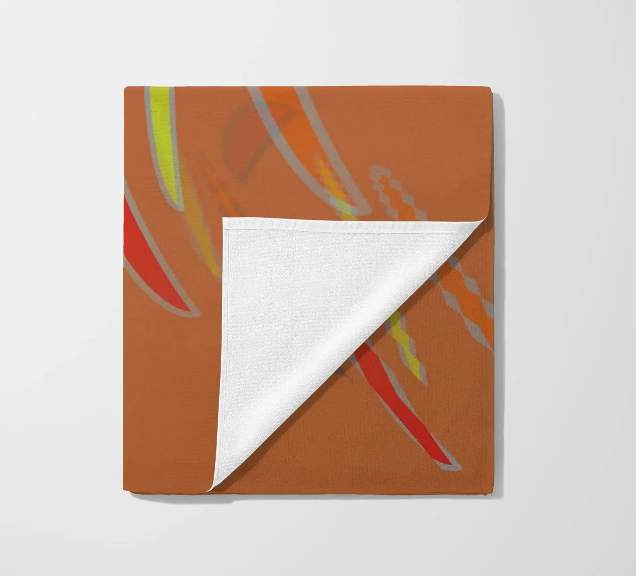 Abstract geometrisch golvend patroon in oranje strandhanddoek van Something for you