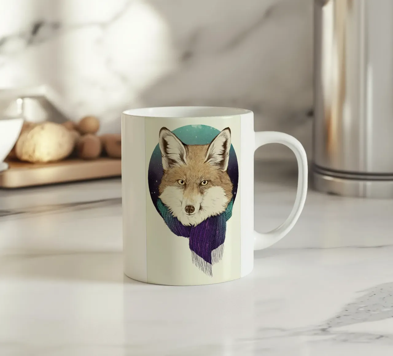 Winter Fox ceramic mug by Laura Graves