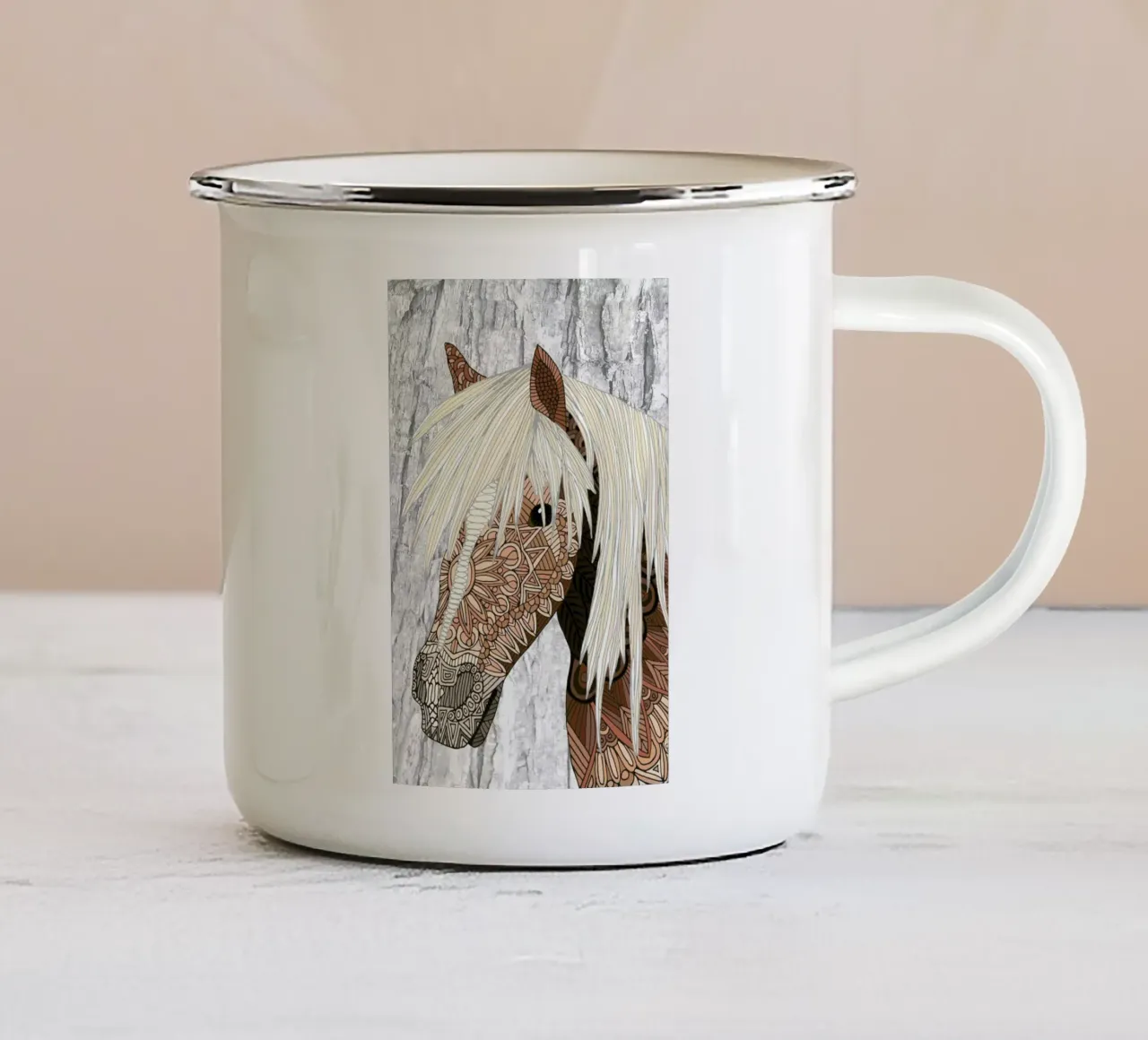Haflinger tazza in smalto da Angelika Parker