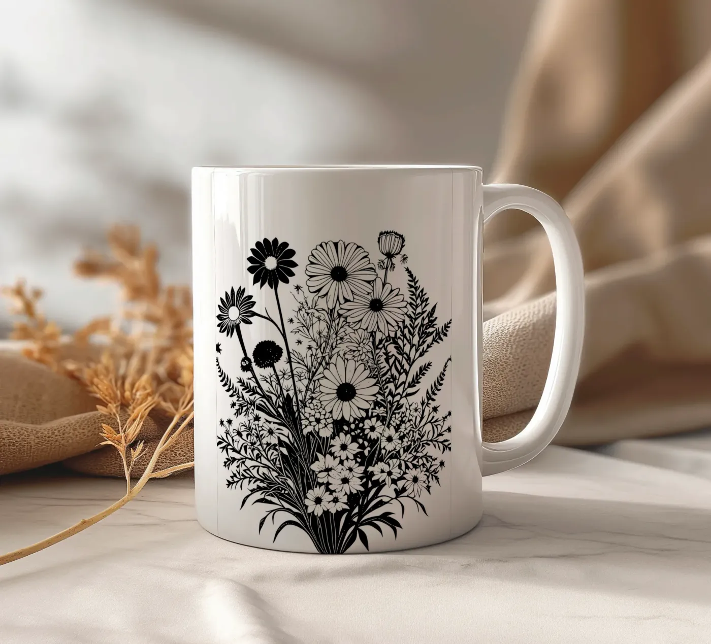 Botanical composition ceramic mug by LisaArtes
