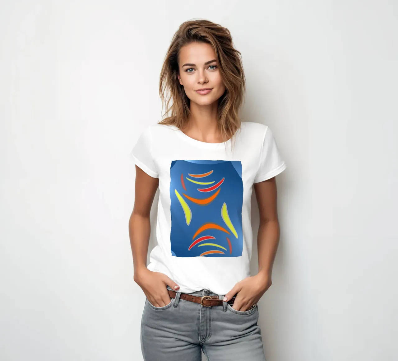 Abstract geometric fractal wavy pattern women's fitted t-shirt by Something for you