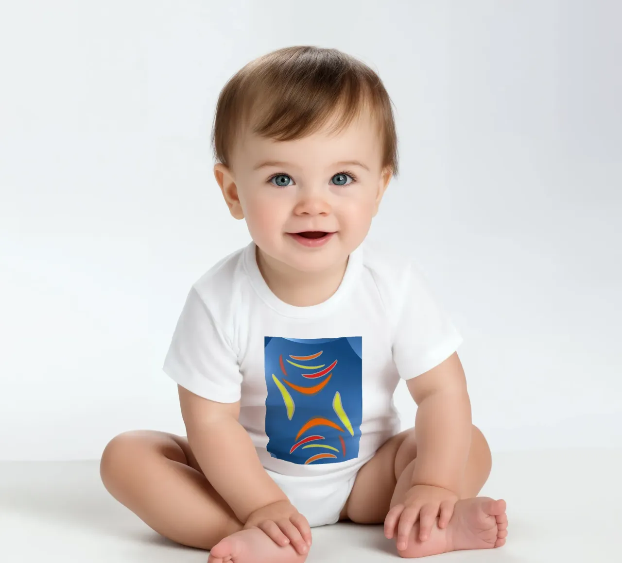 Abstract geometric fractal wavy pattern short-sleeve baby romper by Something for you